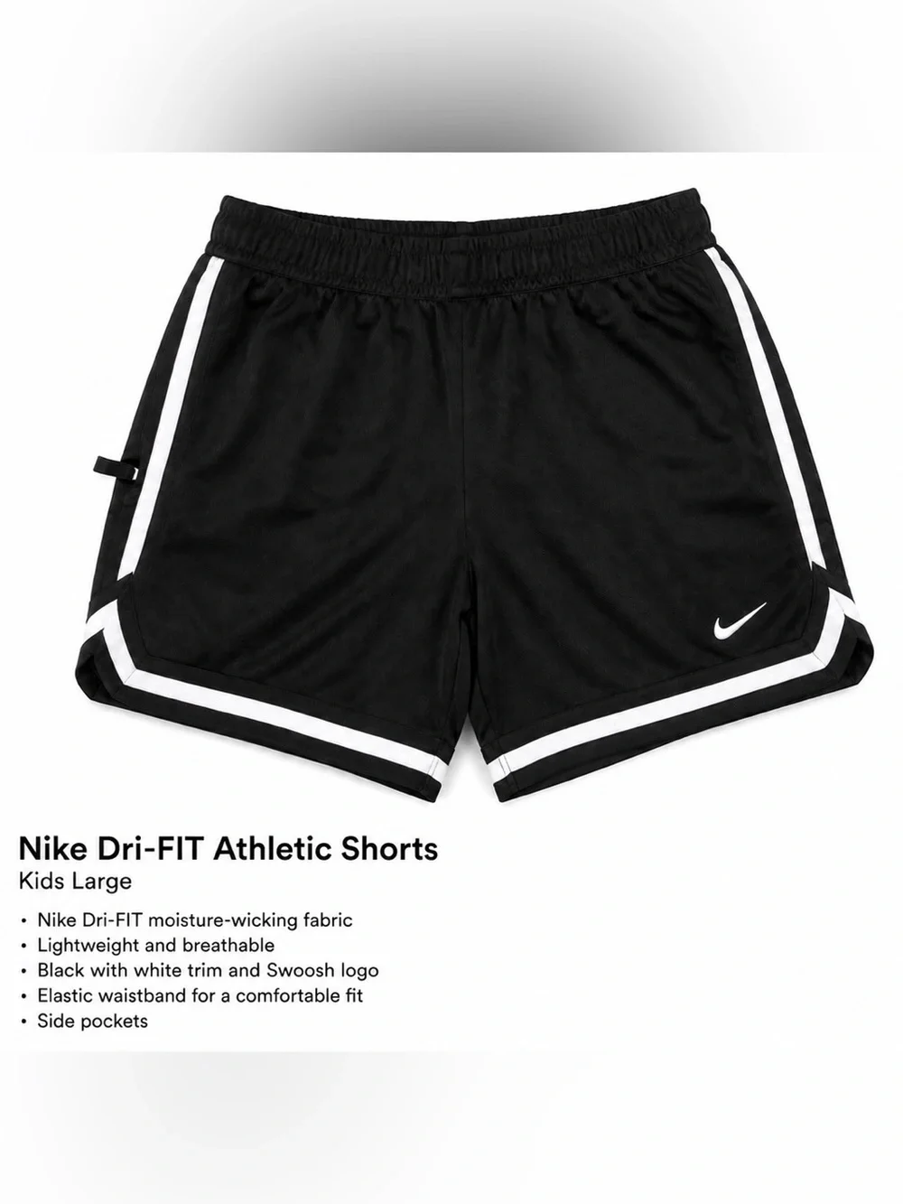 Nike Dri-FIT Kids Large Black & White Athletic Shorts